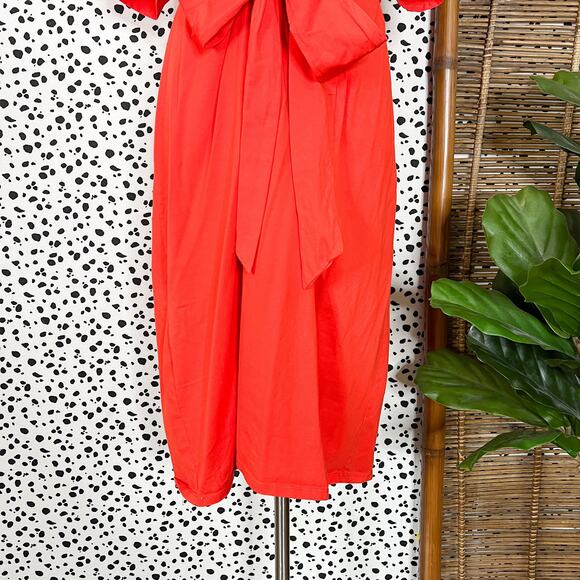 Eloquii | Bold Orange Plus Size Tie Waist short Sleeve Midi Dress 20 - Picture 4 of 12